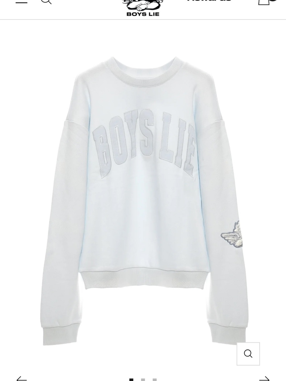 Boys Lie Pale Blue Embossed Logo Crewneck Sweatshirt